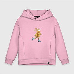 Толстовка оверсайз детская Кролик на коньках, цвет: светло-розовый