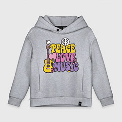 Детское худи оверсайз Мир любовь и музыка