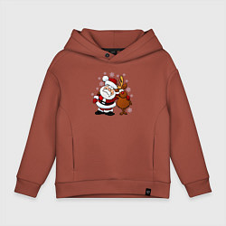 Толстовка оверсайз детская Санта и олень, цвет: кирпичный