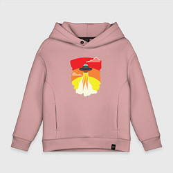 Толстовка оверсайз детская Ретро летающий корабль НЛО, цвет: пыльно-розовый