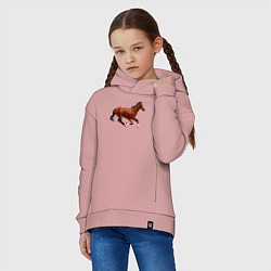 Толстовка оверсайз детская Чистокровная верховая лошадь, цвет: пыльно-розовый — фото 2