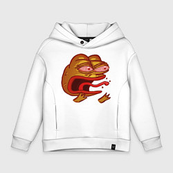 Толстовка оверсайз детская Evil Pepe sticker, цвет: белый