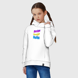 Толстовка оверсайз детская Design - WordArt, цвет: белый — фото 2