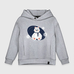 Толстовка оверсайз детская Игрушечный белый мишка, цвет: меланж