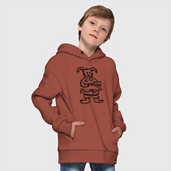 Толстовка оверсайз детская Кролик гладит кота, цвет: кирпичный — фото 2
