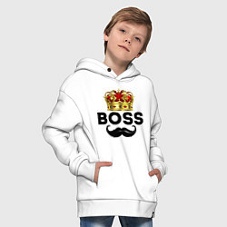 Толстовка оверсайз детская BOSS и корона с усами, цвет: белый — фото 2