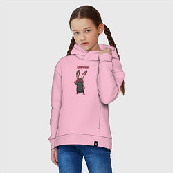Толстовка оверсайз детская Черный кролик здоровается, цвет: светло-розовый — фото 2