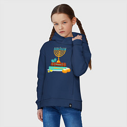 Толстовка оверсайз детская Happy Hanukkah, цвет: тёмно-синий — фото 2