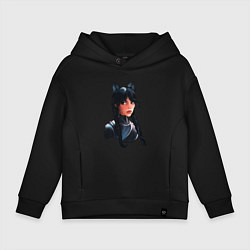 Детское худи оверсайз Чёрная кошка Уэнсдэй