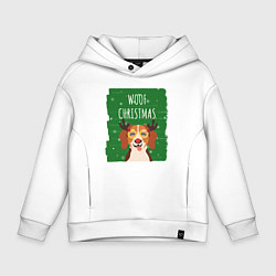 Толстовка оверсайз детская Woof christmas, цвет: белый