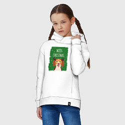 Толстовка оверсайз детская Woof christmas, цвет: белый — фото 2
