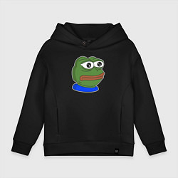 Толстовка оверсайз детская Лягушонок Пепе такого ещё не видел, цвет: черный