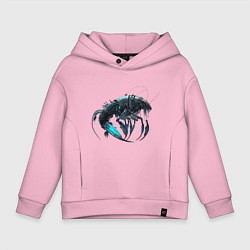 Толстовка оверсайз детская Креветка киберпанк, цвет: светло-розовый