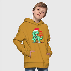 Толстовка оверсайз детская Raawr dinosaur, цвет: горчичный — фото 2