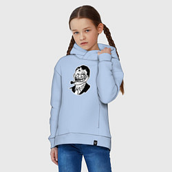 Толстовка оверсайз детская Тролльфейс-джентельмен, цвет: мягкое небо — фото 2