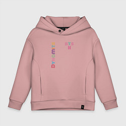 Толстовка оверсайз детская Dynamite BTS logo, цвет: пыльно-розовый