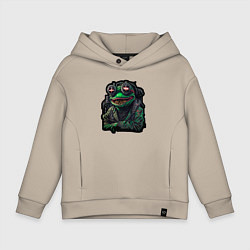 Детское худи оверсайз Лягушонок Пепе киберпанк