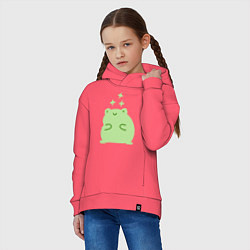 Толстовка оверсайз детская Лягушка Kawaii, цвет: коралловый — фото 2