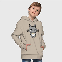 Толстовка оверсайз детская Baby Totoro, цвет: миндальный — фото 2
