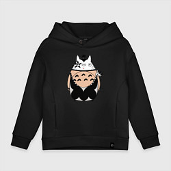 Толстовка оверсайз детская Totoro рокер, цвет: черный