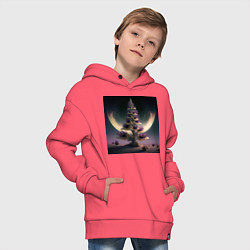 Толстовка оверсайз детская Цветок на Марсе, цвет: коралловый — фото 2