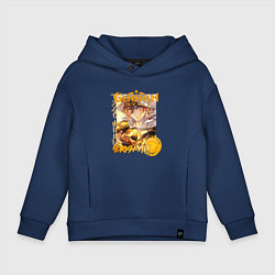 Толстовка оверсайз детская Чжун Ли гео элемент, цвет: тёмно-синий