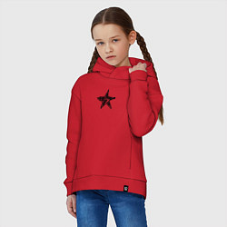 Толстовка оверсайз детская Черная звезда, цвет: красный — фото 2