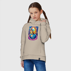 Толстовка оверсайз детская Гомер Симпсон - космический портрет - нейросеть, цвет: миндальный — фото 2