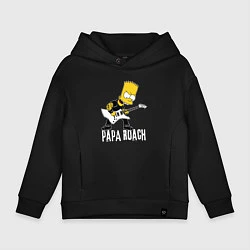 Толстовка оверсайз детская Papa Roach Барт Симпсон рокер, цвет: черный
