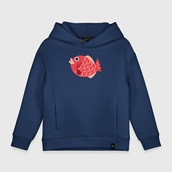 Толстовка оверсайз детская Красная рыбка, цвет: тёмно-синий