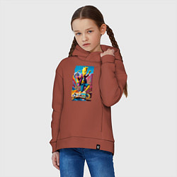 Толстовка оверсайз детская Барт Симпсон скейтбордист - фантазия, цвет: кирпичный — фото 2