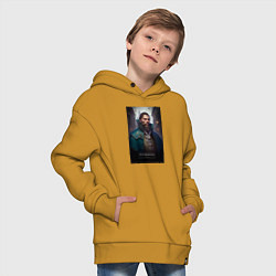 Толстовка оверсайз детская Челябинск - персонаж, цвет: горчичный — фото 2