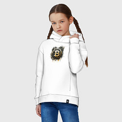 Толстовка оверсайз детская Bitcoin BTC, цвет: белый — фото 2