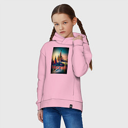 Толстовка оверсайз детская Москва - Кремль, цвет: светло-розовый — фото 2