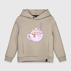 Детское худи оверсайз Kawaii с милым котенком в кружке