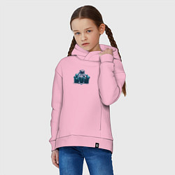 Толстовка оверсайз детская Астронавт-пришелец на диване, цвет: светло-розовый — фото 2