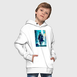 Толстовка оверсайз детская Крутой волчара - киберпанк, цвет: белый — фото 2
