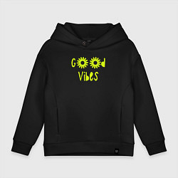 Толстовка оверсайз детская Flowers - Good vibes, цвет: черный