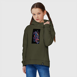 Толстовка оверсайз детская Объемный ретро тетрис, цвет: хаки — фото 2