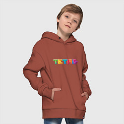 Толстовка оверсайз детская Тетрис надпись, цвет: кирпичный — фото 2