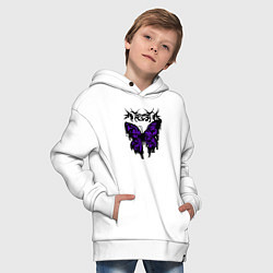 Толстовка оверсайз детская Gothic black butterfly, цвет: белый — фото 2