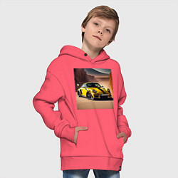Толстовка оверсайз детская Porsche 911, цвет: коралловый — фото 2