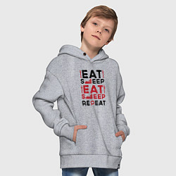 Толстовка оверсайз детская Надпись: eat sleep S T A L K E R repeat, цвет: меланж — фото 2