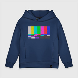 Толстовка оверсайз детская Разноцветные полосы в телевизоре, цвет: тёмно-синий
