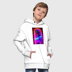 Толстовка оверсайз детская Неоновая девушка, цвет: белый — фото 2