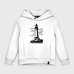 Толстовка оверсайз детская Маяк рисунок, цвет: белый