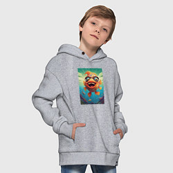 Толстовка оверсайз детская Карп в солнечных очках, цвет: меланж — фото 2