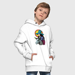 Толстовка оверсайз детская Ведьма и осел comic style, цвет: белый — фото 2