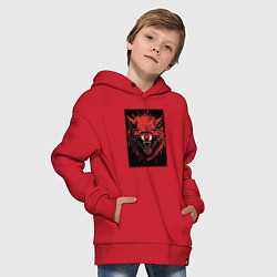 Толстовка оверсайз детская Красный волк, цвет: красный — фото 2