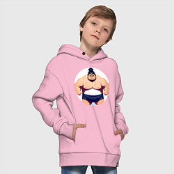 Толстовка оверсайз детская Борец сумо, цвет: светло-розовый — фото 2
